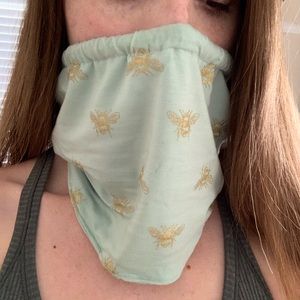 Gaiter Face Mask, Mint with Gold Bees